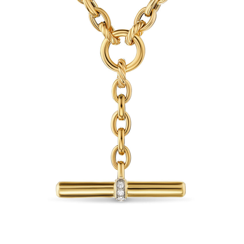 DY Mercer Petite Toggle Chain Necklace in 18K Yellow Gold with Diamonds, 4.5mm, 20