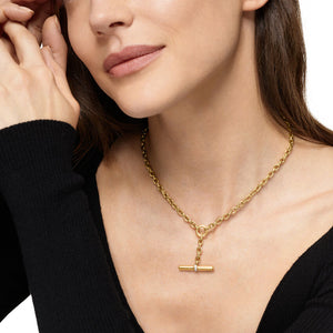 DY Mercer Petite Toggle Chain Necklace in 18K Yellow Gold with Diamonds, 4.5mm, 20"