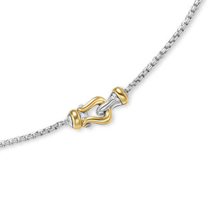Petite Buckle Necklace in Sterling Silver with 14K Yellow Gold, 16.3mm