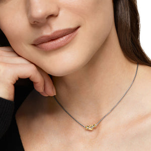 Petite Buckle Necklace in Sterling Silver with 14K Yellow Gold, 16.3mm