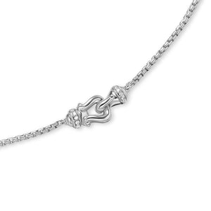 Petite Buckle Necklace in Sterling Silver with Diamonds, 16.2mm