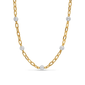 DY Madison Pavé Bead Chain Necklace in 18K Yellow Gold with Diamonds, 6mm