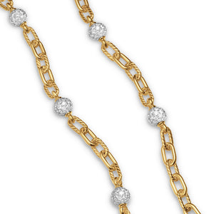 DY Madison Pavé Bead Chain Necklace in 18K Yellow Gold with Diamonds, 6mm