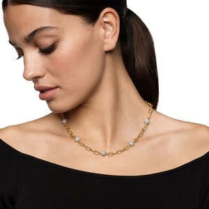 DY Madison Pavé Bead Chain Necklace in 18K Yellow Gold with Diamonds, 6mm