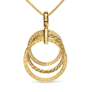 Crossover Trio Pendant Necklace in 18K Yellow Gold with Diamonds, 24mm
