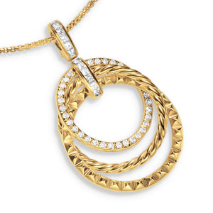 Crossover Trio Pendant Necklace in 18K Yellow Gold with Diamonds, 24mm