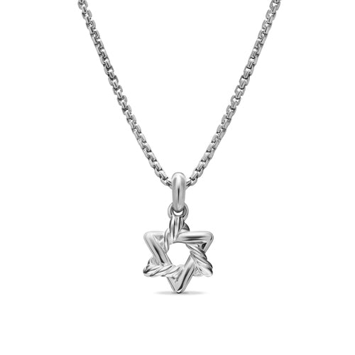 Star of David Pendant Necklace in Sterling Silver, 9.6mm