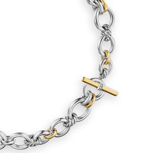 DY Mercer Chain Necklace in Sterling Silver with 18K Yellow Gold and Diamonds, 8mm