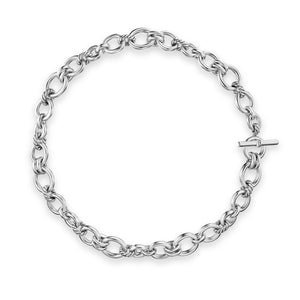 DY Mercer Chain Necklace in Sterling Silver with Diamonds, 8mm
