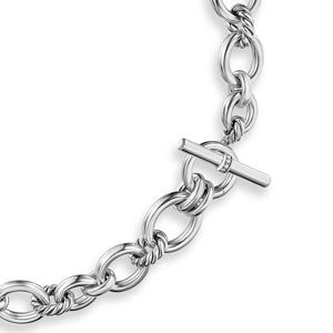 DY Mercer Chain Necklace in Sterling Silver with Diamonds, 8mm