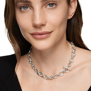 DY Mercer Chain Necklace in Sterling Silver with Diamonds, 8mm