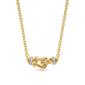 Petite Buckle Necklace in 18K Yellow Gold with Diamonds, 16.2mm