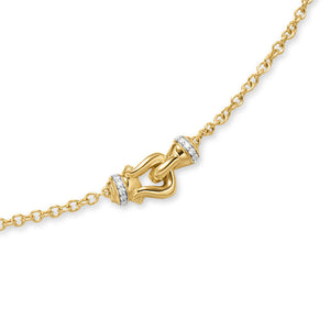 Petite Buckle Necklace in 18K Yellow Gold with Diamonds, 16.2mm