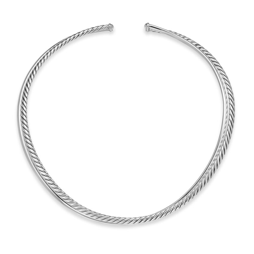 Bold Crossover Collar Necklace in Sterling Silver, 10mm