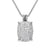 Chatelaine Elongated Pendant Necklace in Sterling Silver with Diamonds, 19mm