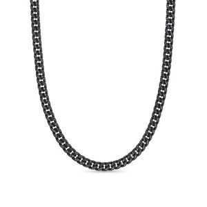 Curb Chain Necklace in Black Titanium with Black Diamonds, 8mm