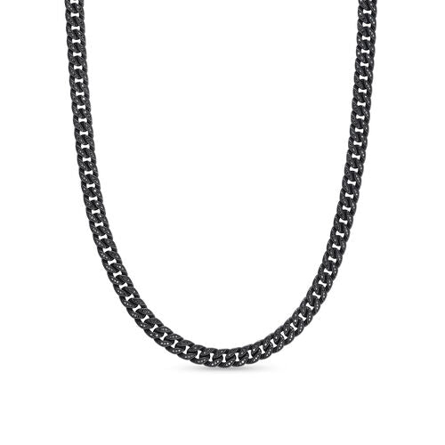 Curb Chain Necklace in Black Titanium with Black Diamonds, 8mm