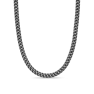 Curb Chain Necklace in Black Titanium with Diamonds, 8mm