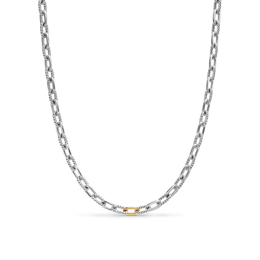 DY Madison Chain Necklace in Sterling Silver with 18K Yellow Gold, 6mm, 22