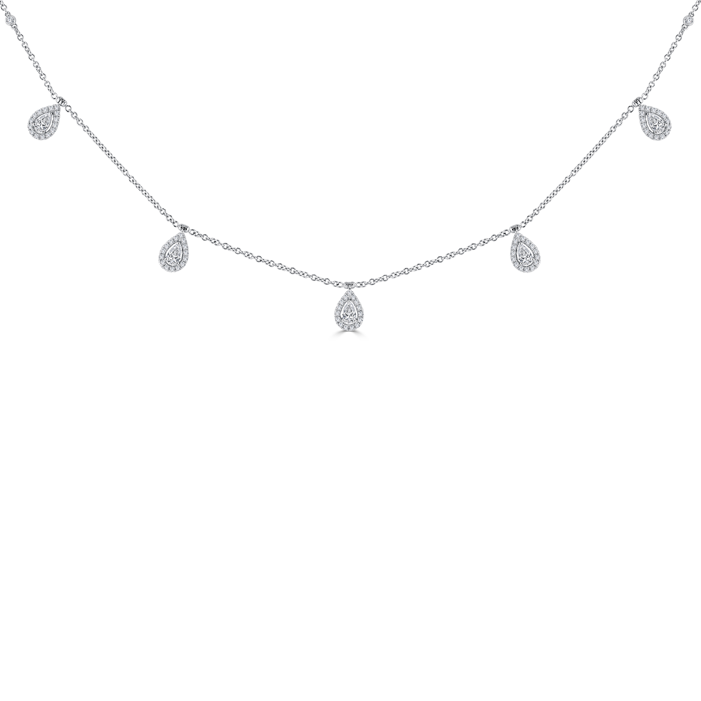 Sabel Collection White Gold Round and Pear Diamond Dangle Pendant