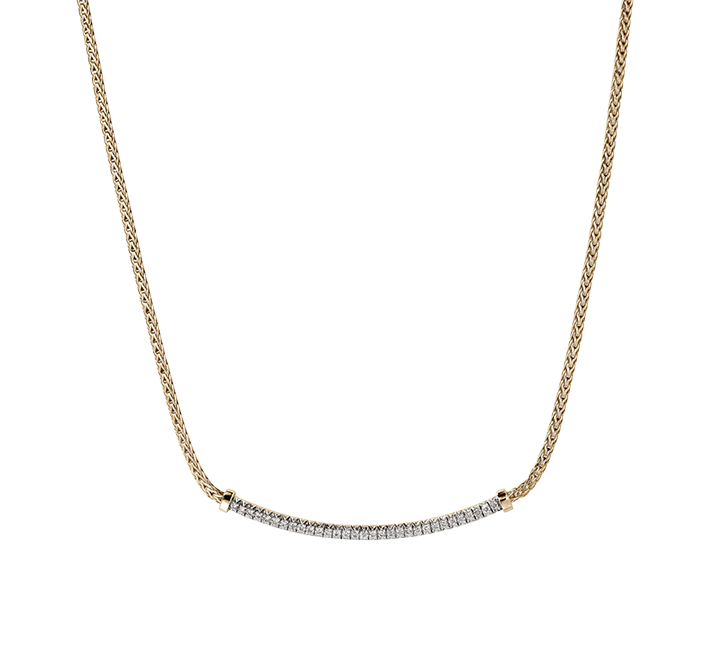 John Hardy Essentials Yellow Gold Diamond Smiley Bar Necklace