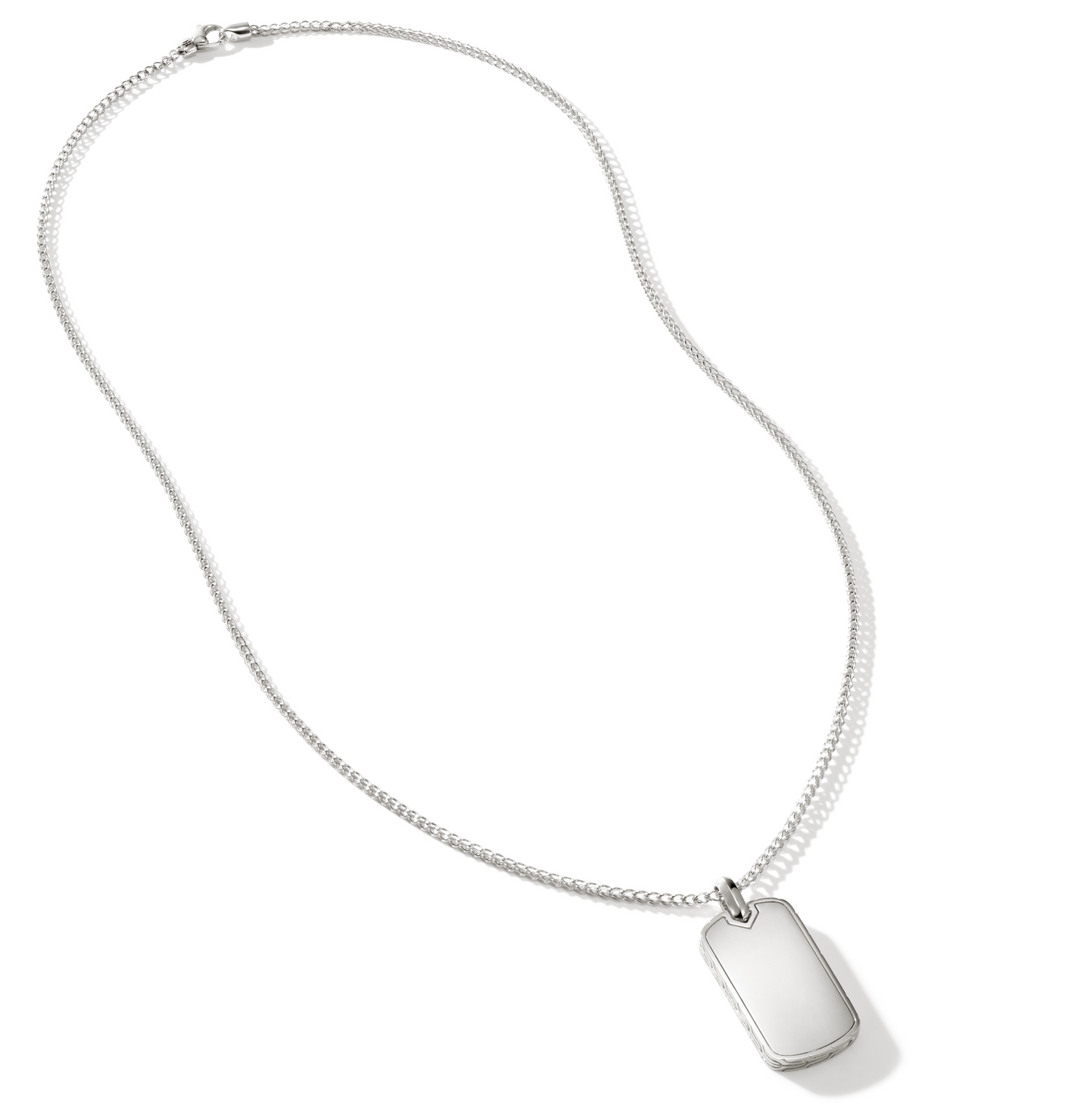 John Hardy Surf Silver Dog Tag Chain Necklace