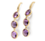 Marco Bicego Jaipur Yellow Gold Three-Drop Amethyst Earrings with Diamonds