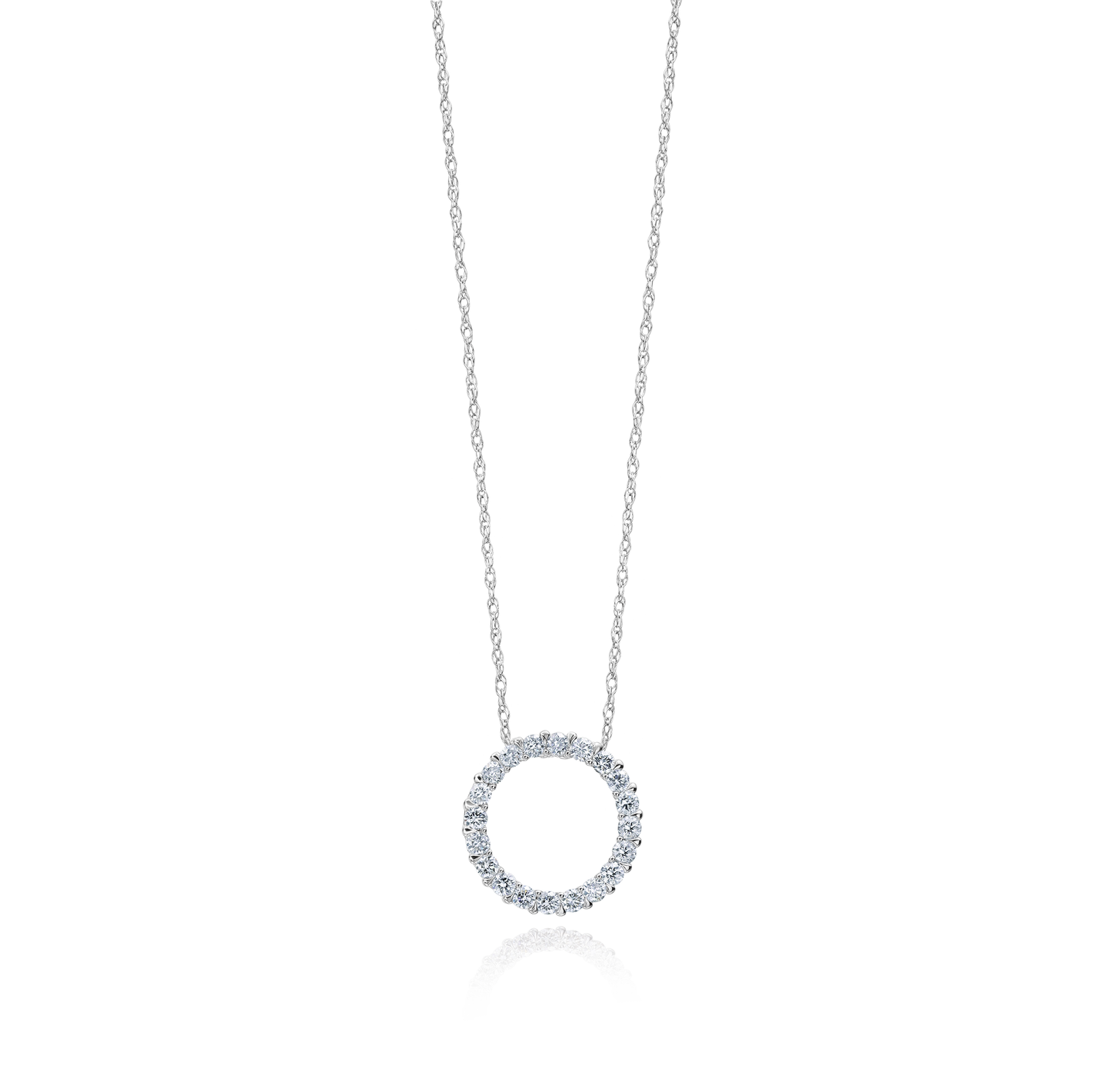 Sabel Collection White Gold Round Diamond Circle Necklace