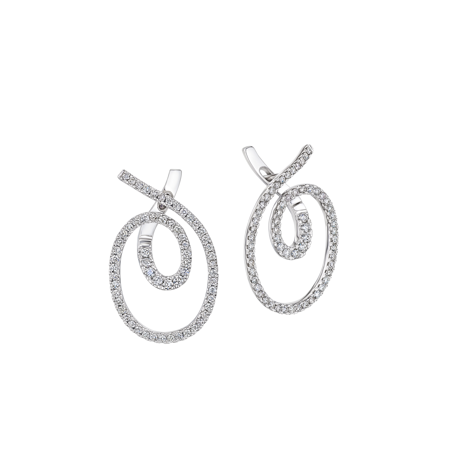 Sabel Collection White Gold Diamond Swirl Earrings