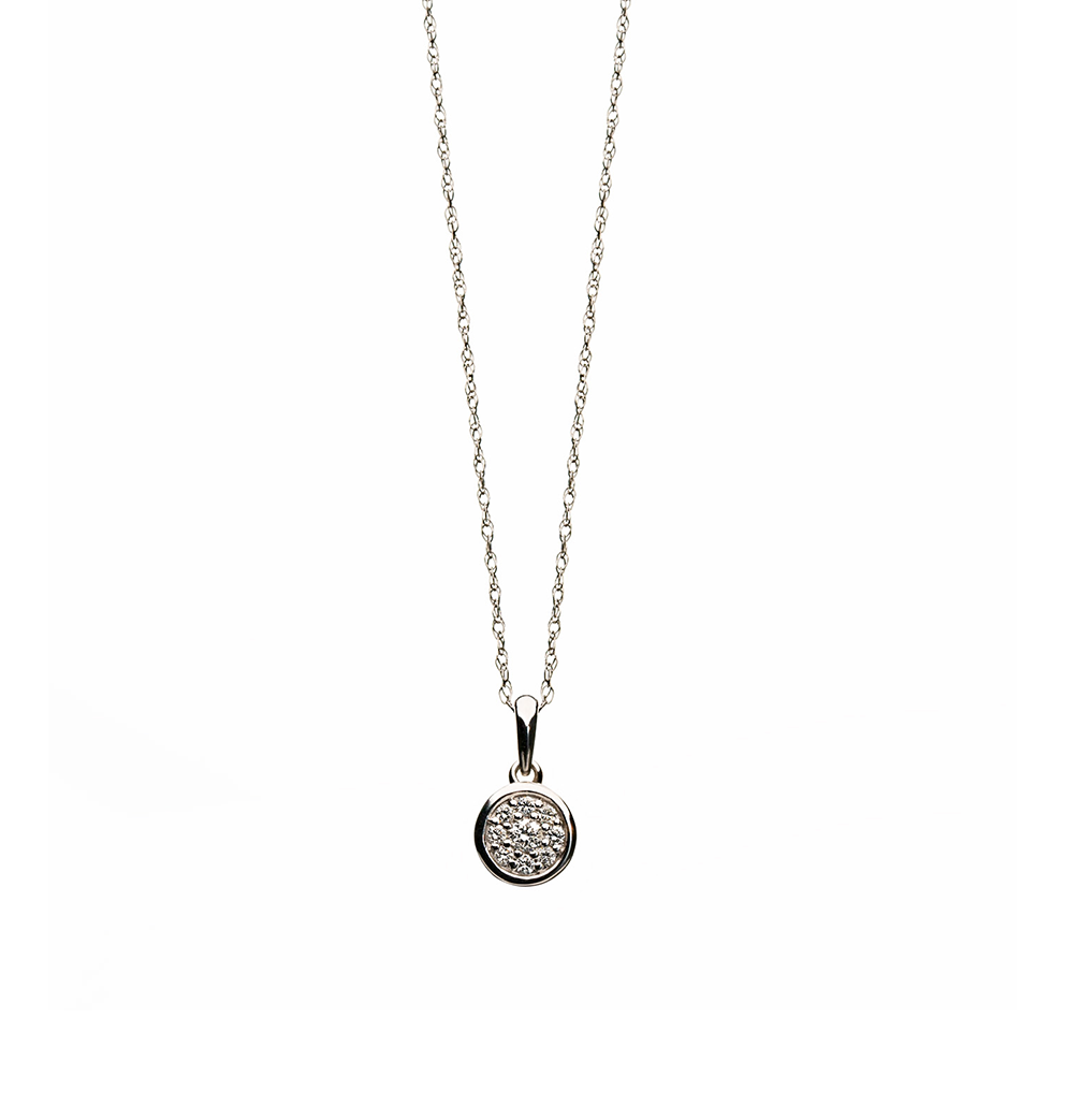 Sabel Collection White Gold Round Diamond Pendant Necklace