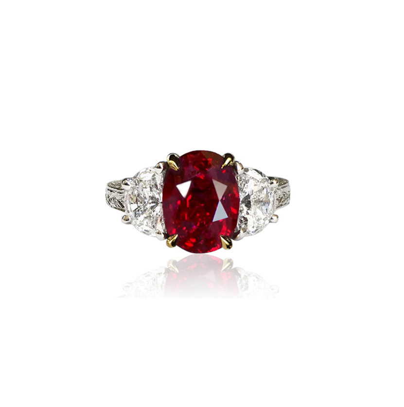 Sabel Collection Platinum and 18K Yellow Gold Burma Ruby and Diamond Ring