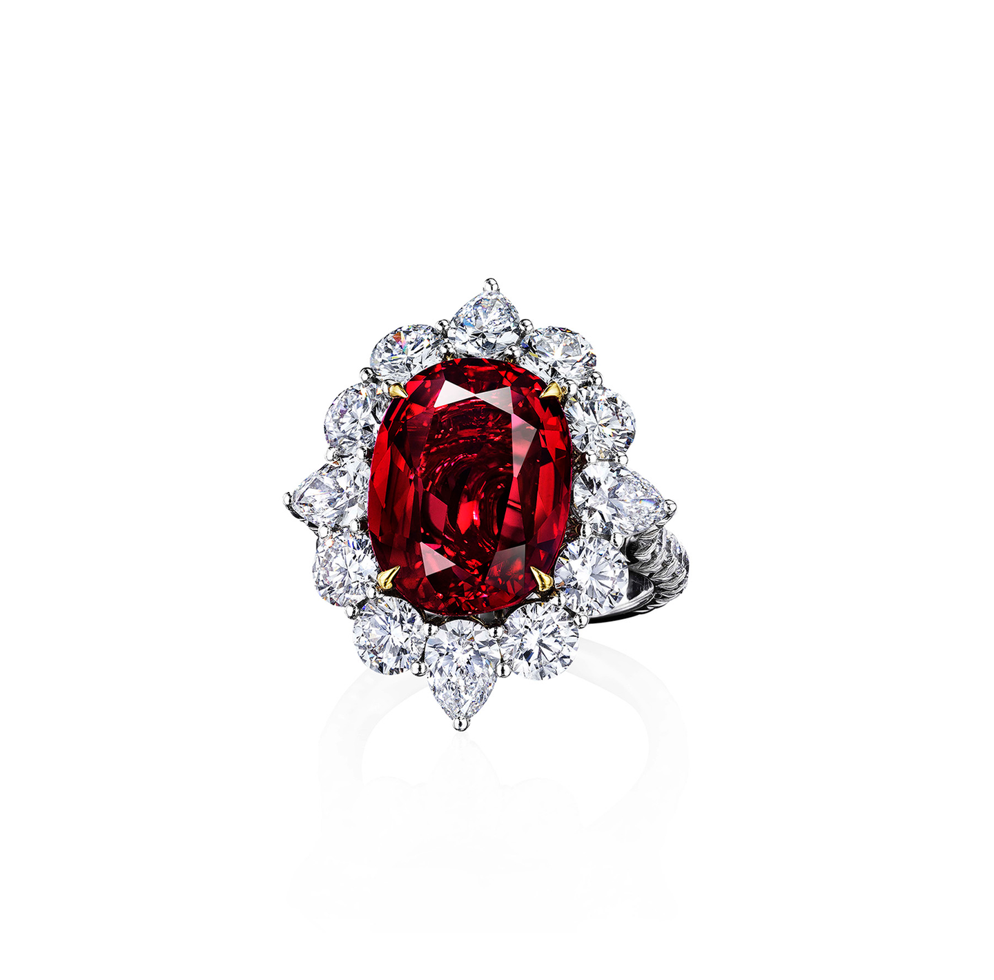 Sabel Collection Platinum and 18K Yellow Gold Thai Ruby and Diamond Ring
