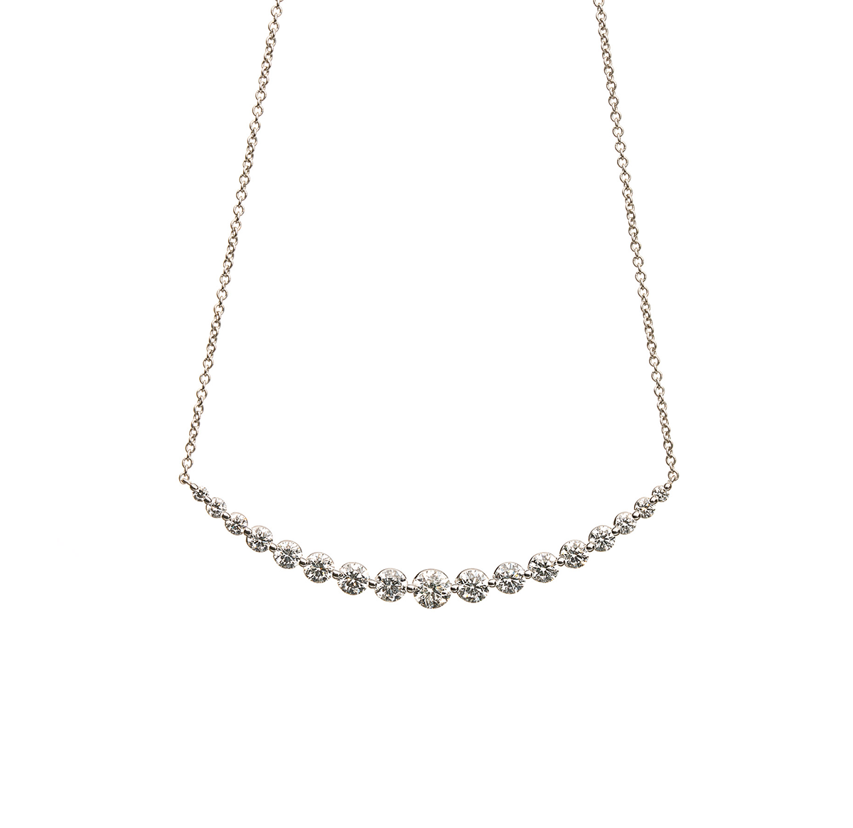 White Gold Smiley Diamond Bar Necklace