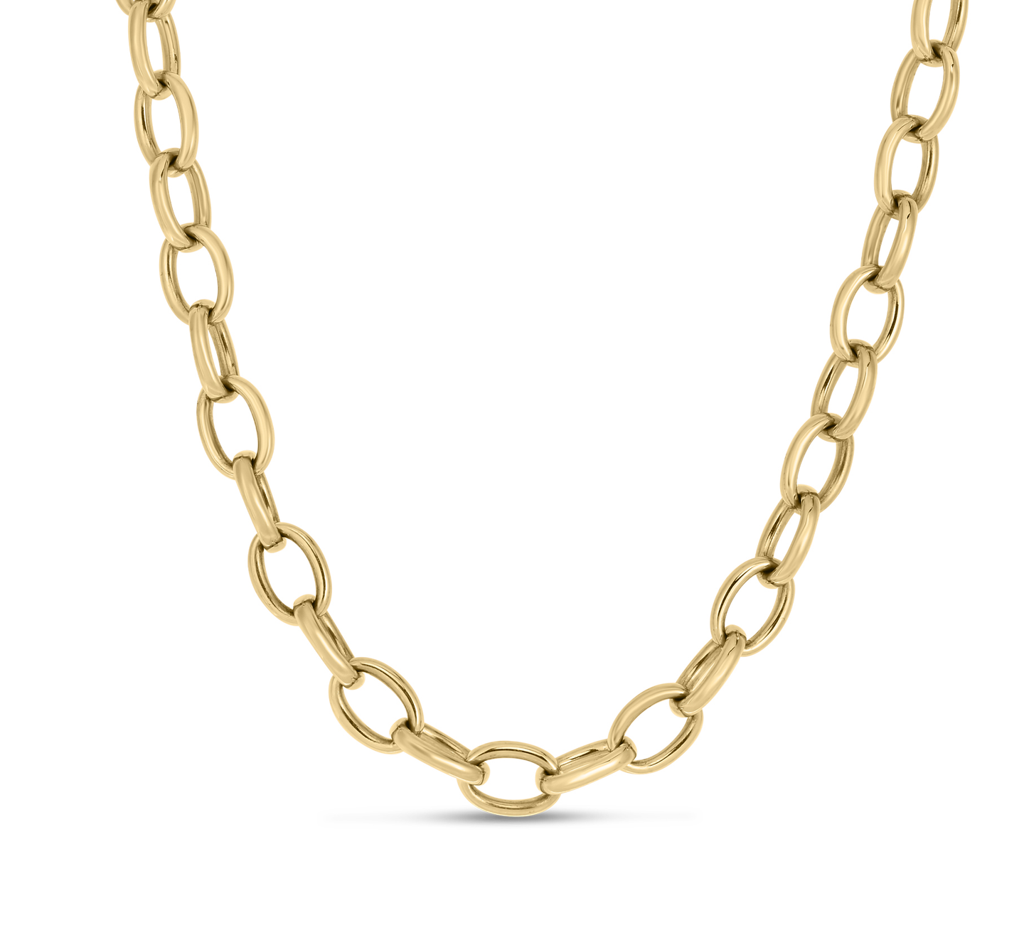 Roberto Coin Designer Gold Oval Link Chain Necklace