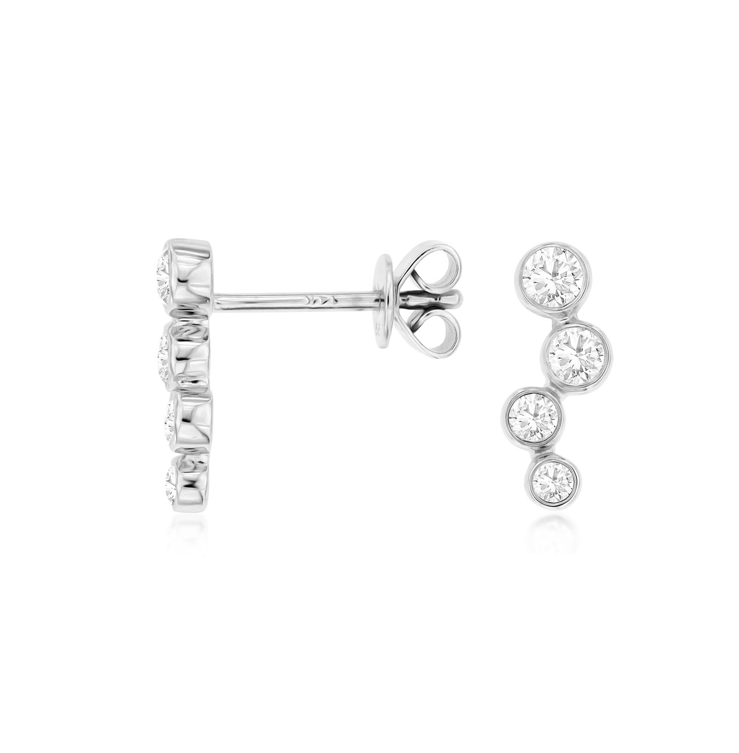 Sabel Collection White Gold Round Diamond Bezel Set Climber Earrings