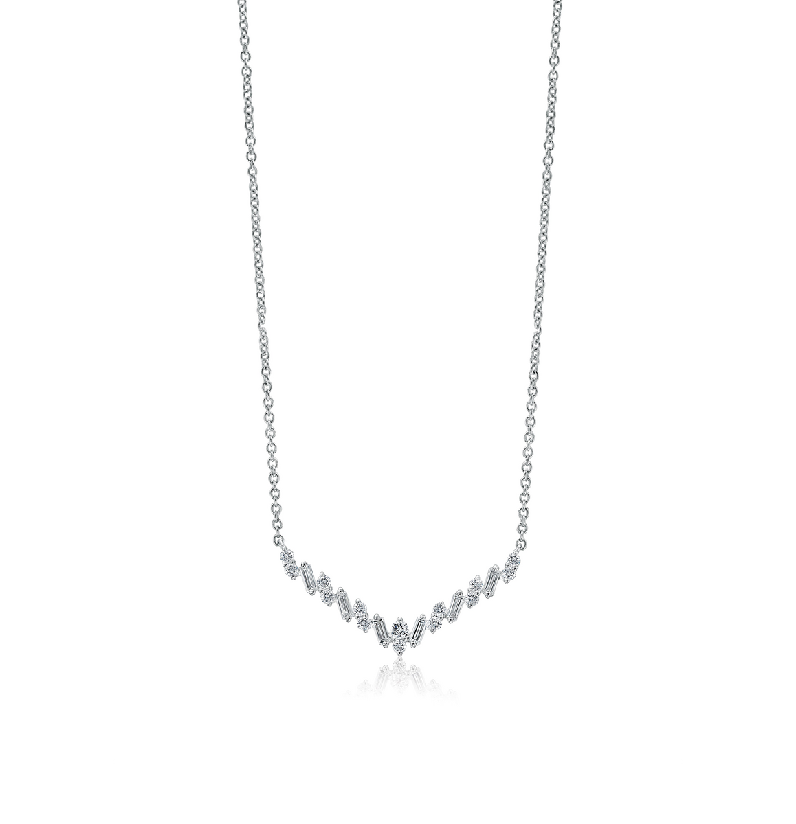 14K White Gold Diamond V Bar Necklace Fink's Jewelers