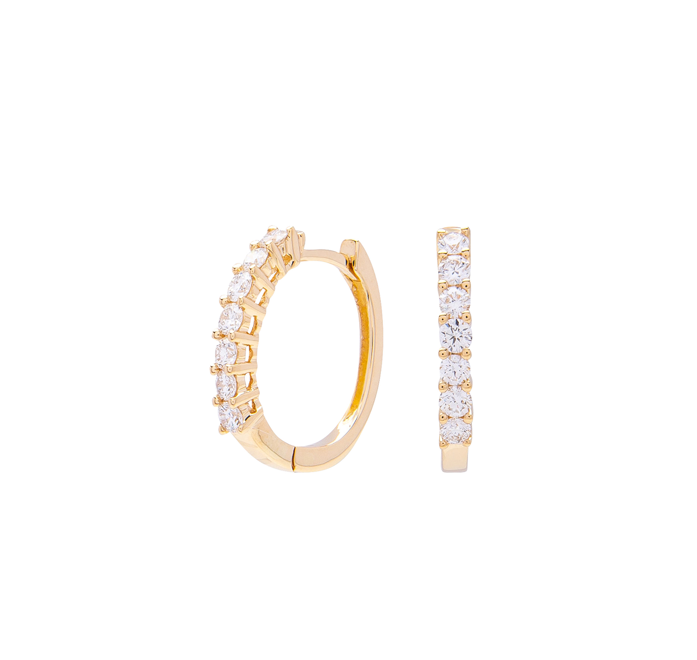 Sabel Collection Yellow Gold Diamond Oval Huggie Earrings