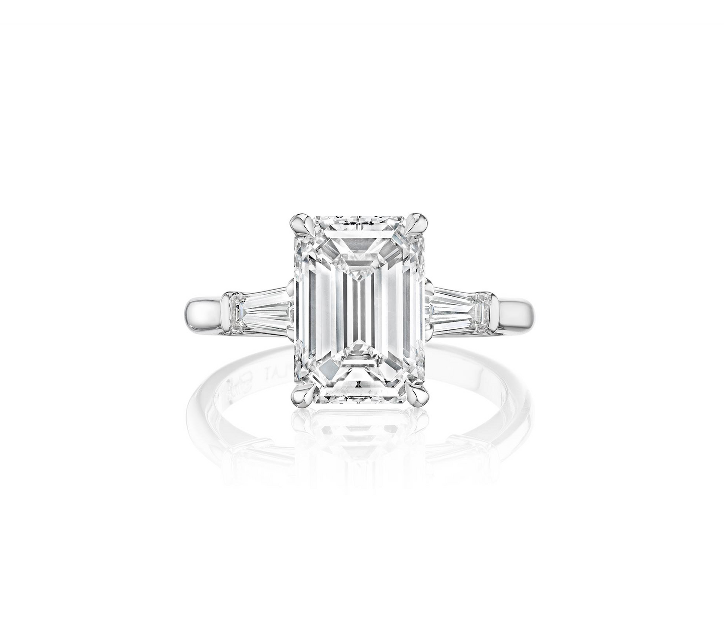 Fink's Exclusive Emerald Cut Engagement Ring with Baguette Side Diamonds