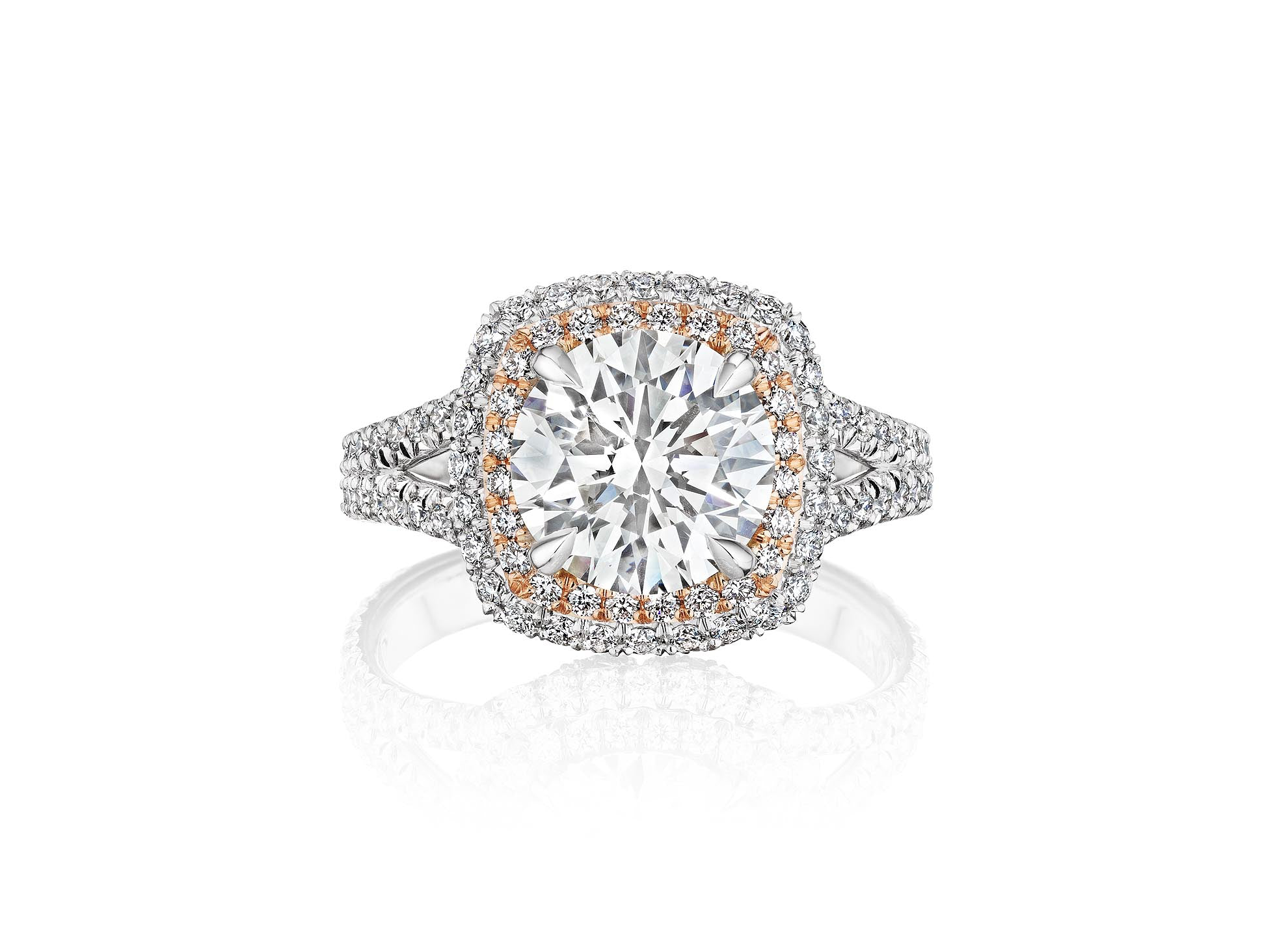 Double halo round engagement ring sales