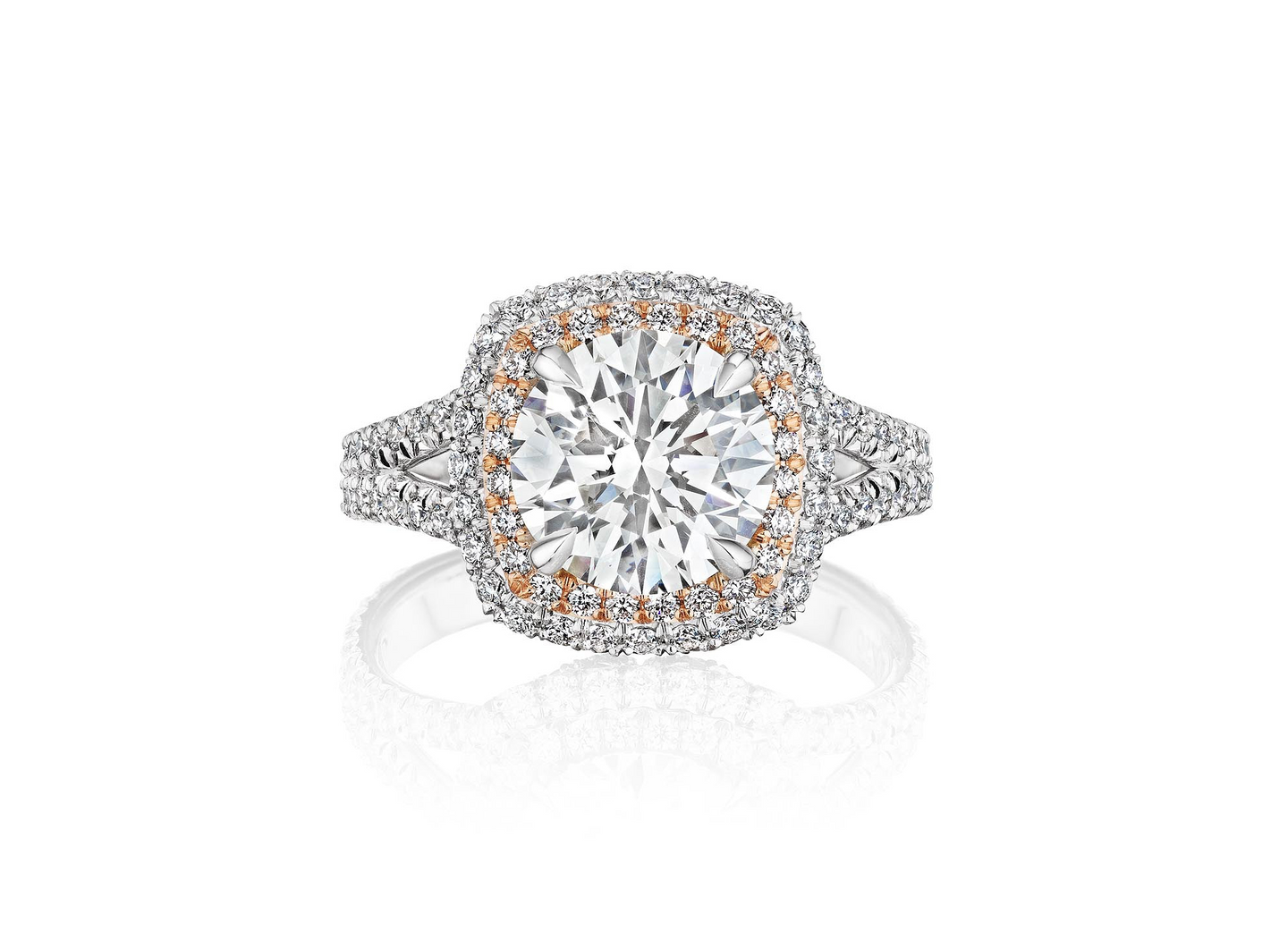 Fink's Exclusive Round Diamond Double Halo Engagement Ring