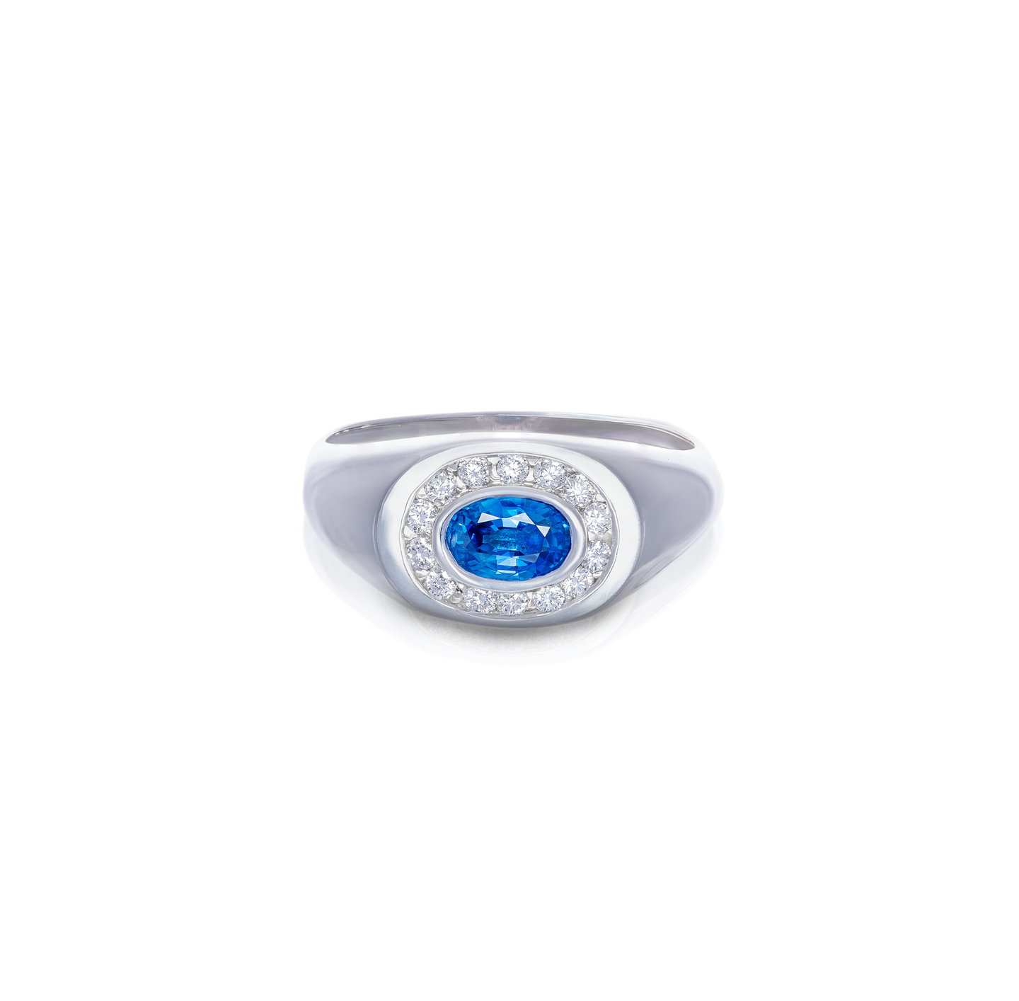 Sabel Collection Sapphire and Diamond Men's Ring in White Gold