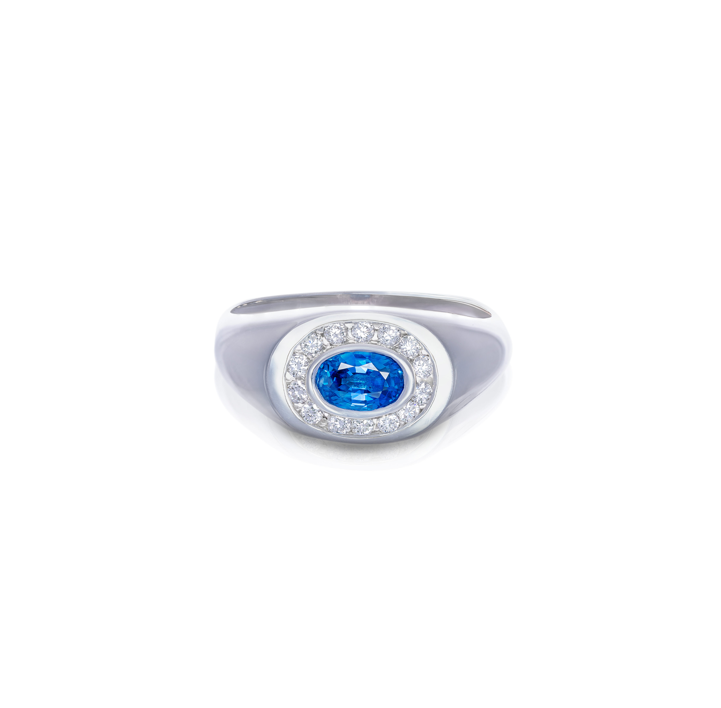 Sabel Collection White Gold Sapphire and Diamond Men's Ring
