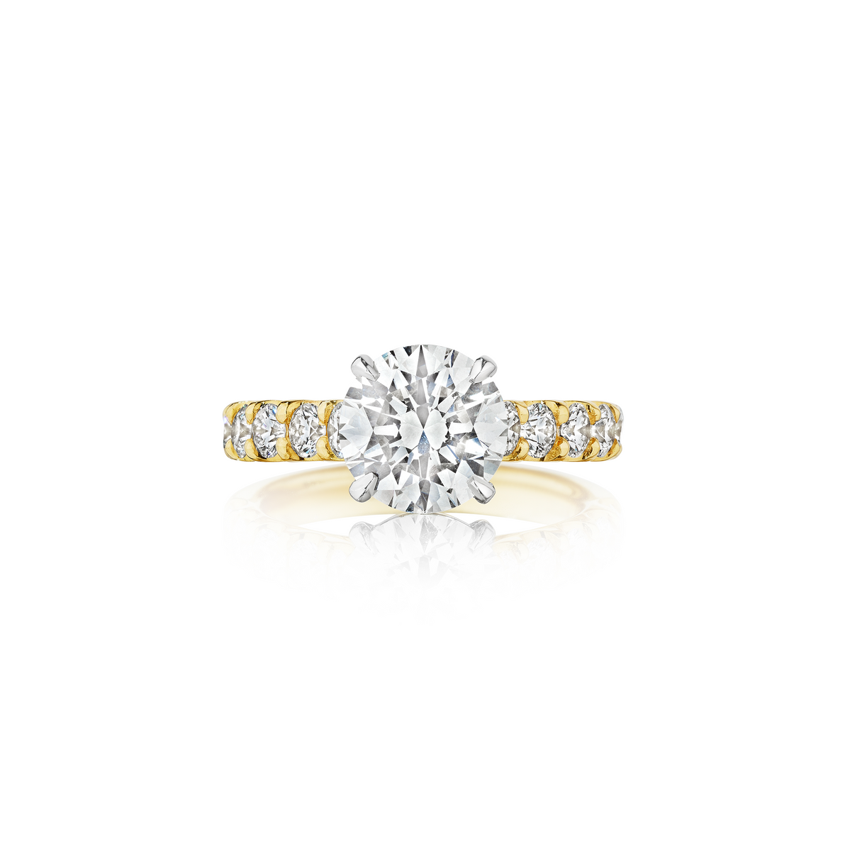 Gold and Platinum Round Diamond Engagement Ring Fink's