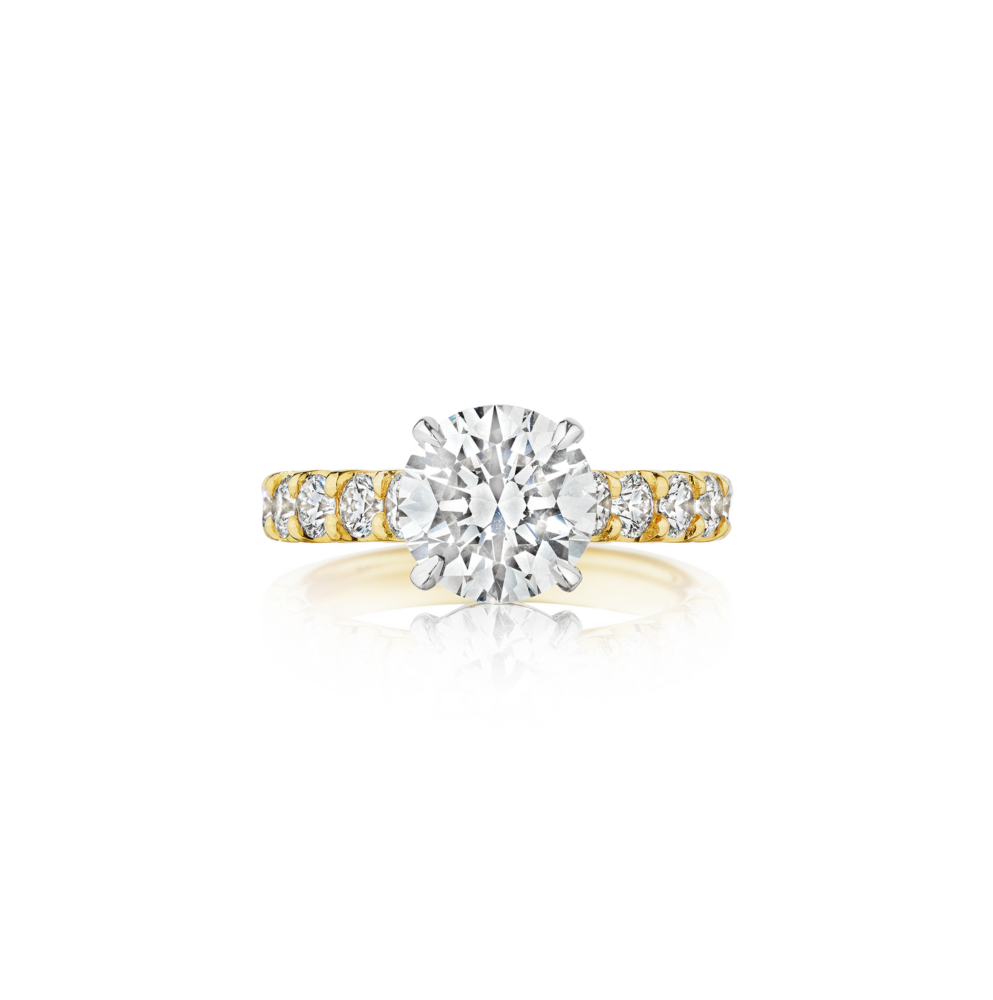 Fink's Exclusive Yellow Gold and Platinum Round Diamond Engagement Ring