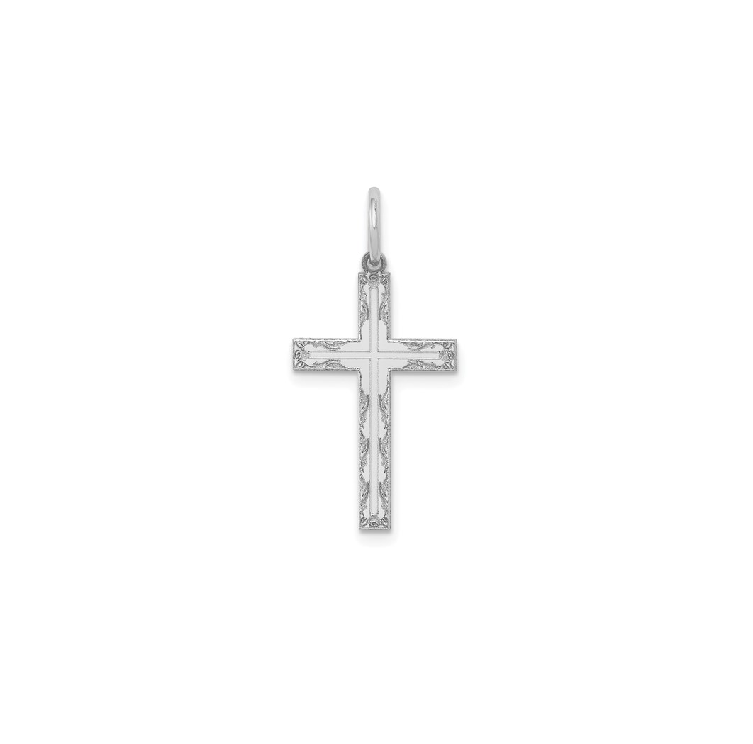 Sabel Collection White Gold Laser Designed Cross Pendant