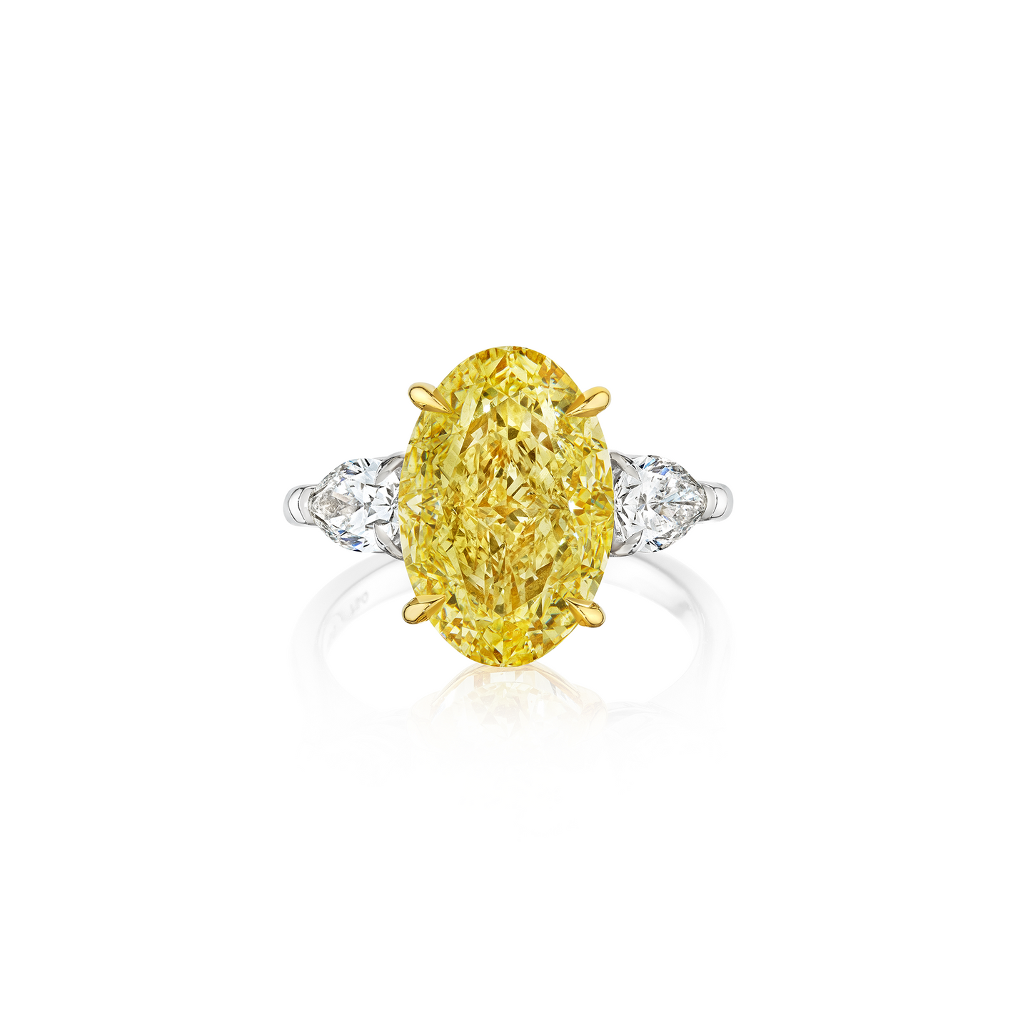 Fink's Exclusive Fancy Light Yellow Oval and Pear Diamond Engagement Ring