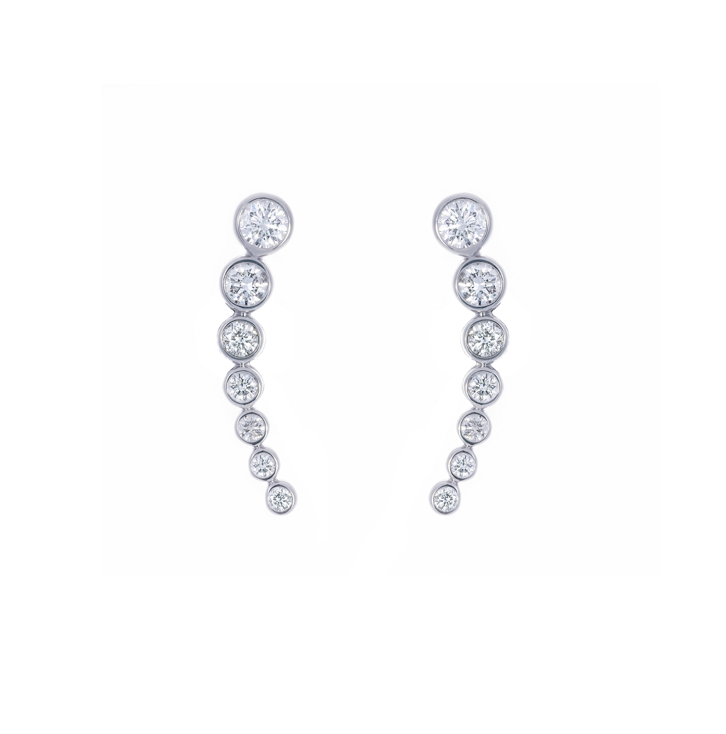 Sabel Collection White Gold Bezel Set Diamond Climber Earrings