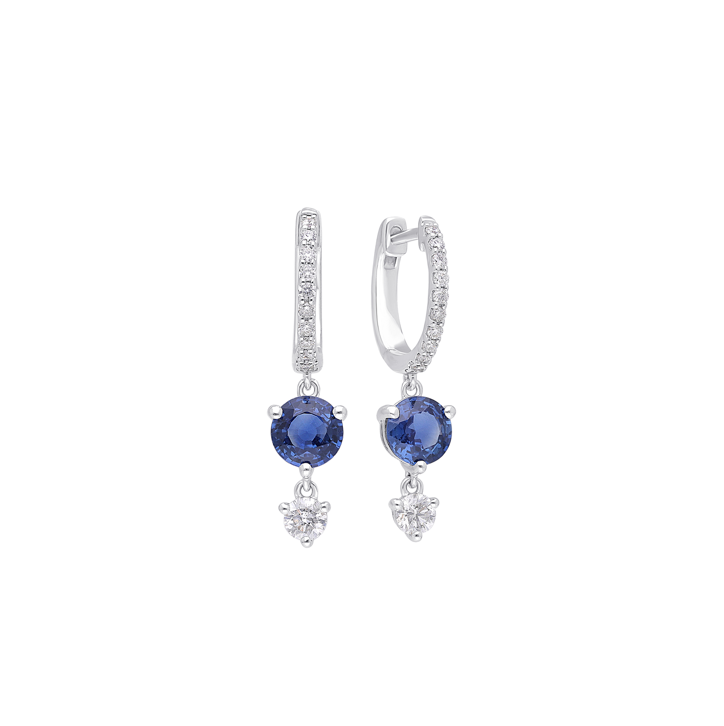 Sabel Collection White Gold Blue Sapphire and Diamond Dangle Earrings