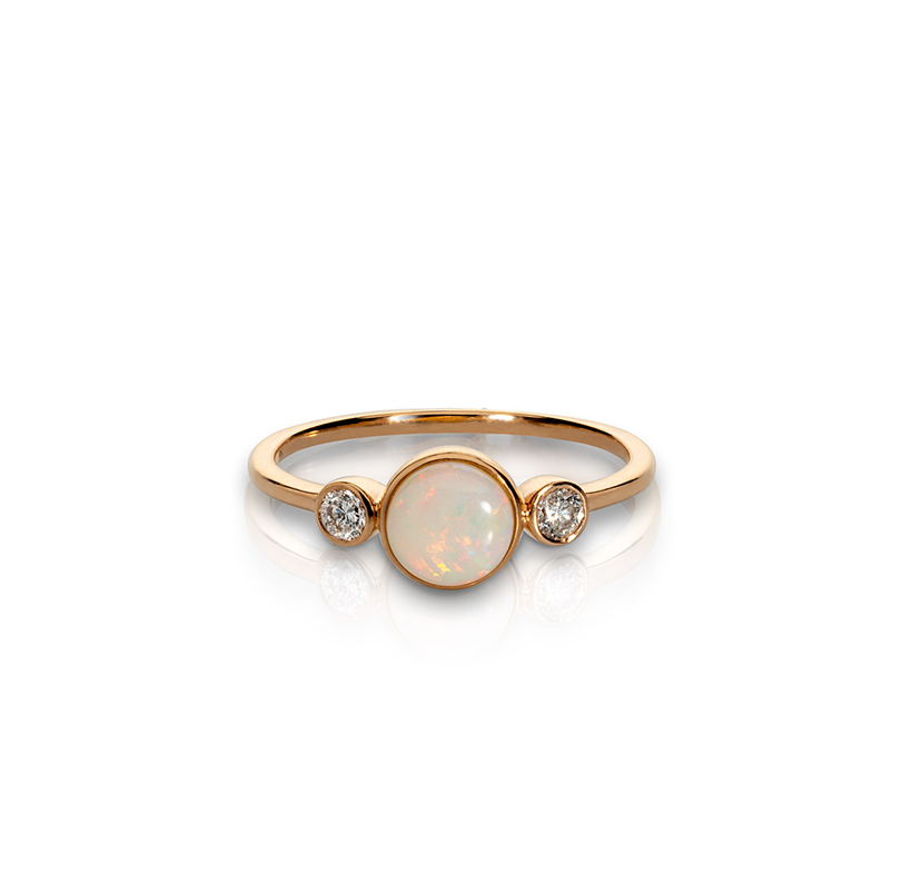 Sabel Collection Rose Gold Opal and Diamond Accent Ring