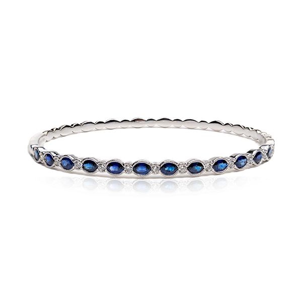 Sabel Collection White Gold Sapphire and Diamond Bangle